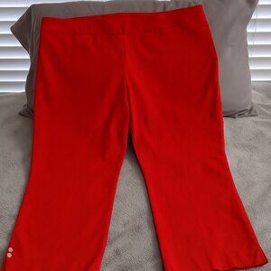 Bright Red Straight-Leg Crop Pants